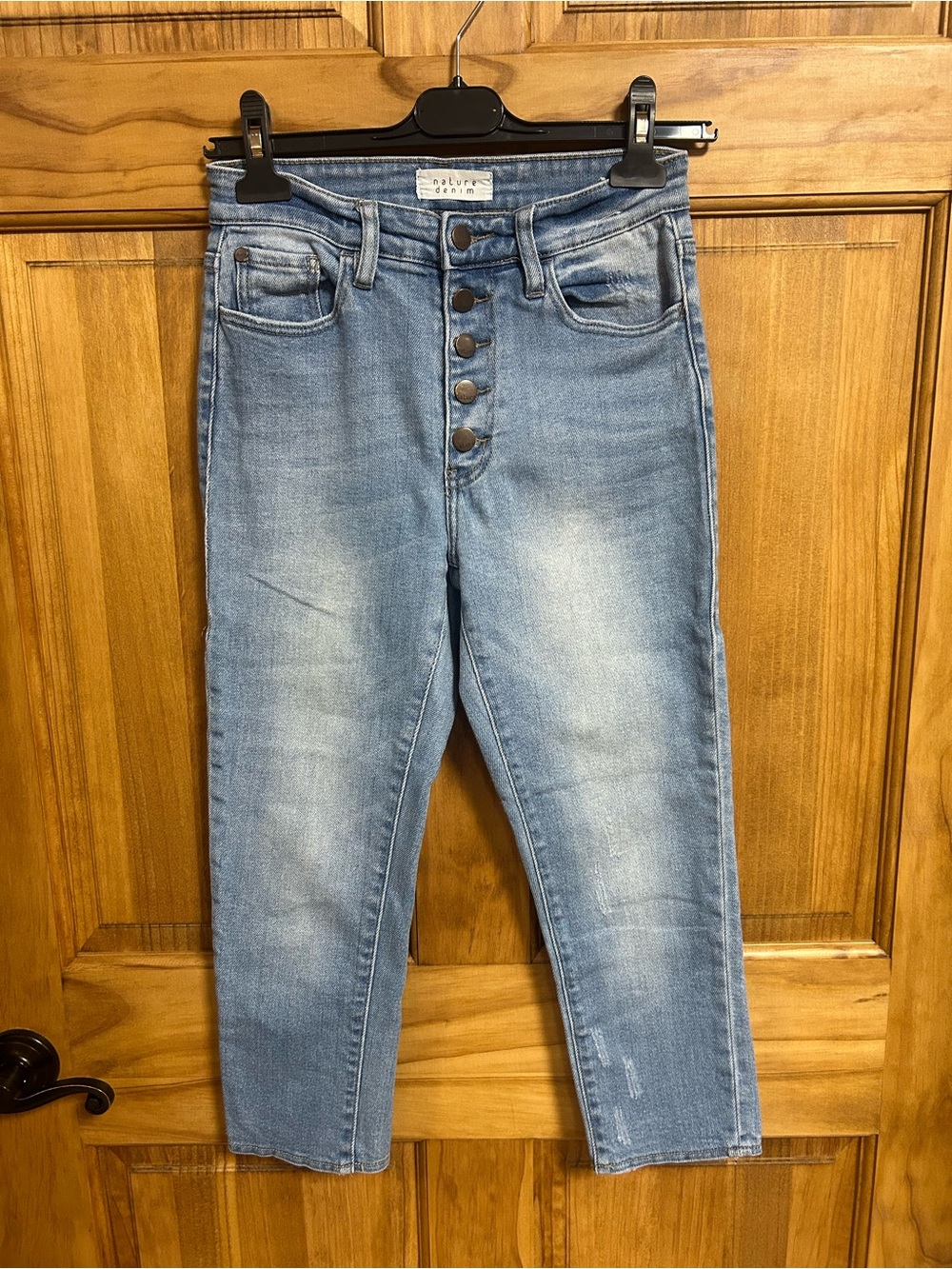 Nature Denim Light Blue Cropped Button-Fly Jeans
